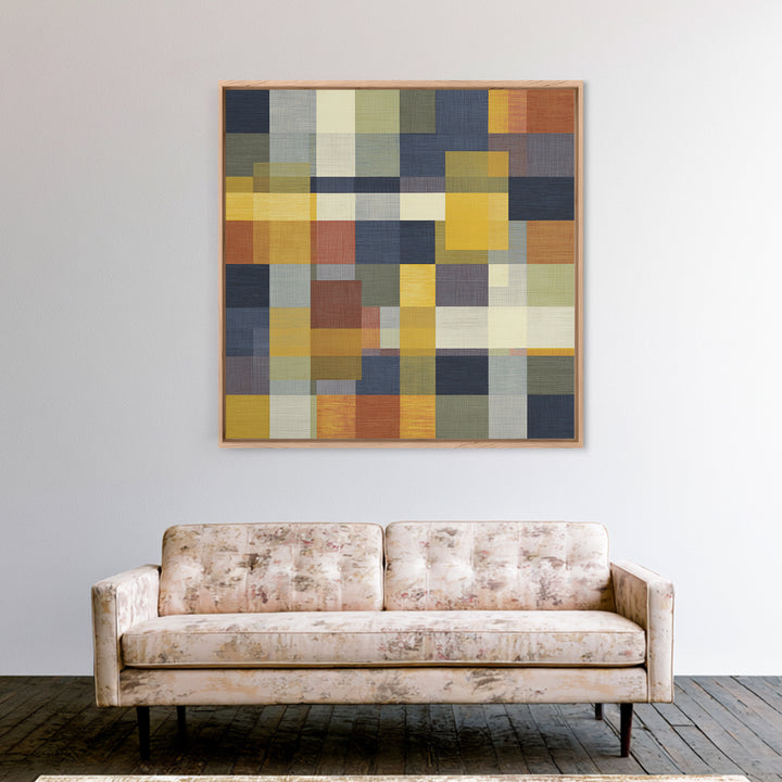 Woven Basket Pattern Enlarged as Modern Art Framed Canvas Print, Tribal Art, Statement Artwork, Living Room Decor, Tribal, TRI-1x1-38