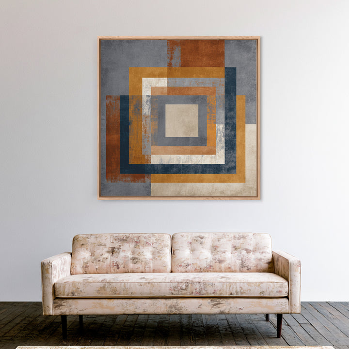 Geometric Border Design by Global Textiles Framed Canvas Print, Tribal Art, Boho Wall Decor, Living Room Decor, Tribal, TRI-1x1-44