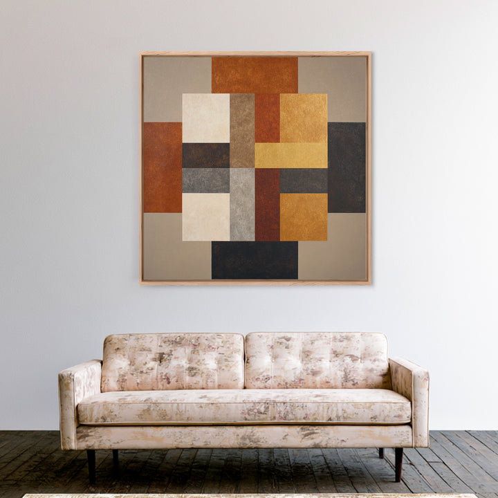 Earth Tone Geometric Pattern by Woven Cloth Canvas Print, Tribal Art, Neutral Decor, Living Room Decor, Abstract Art, Tribal, TRI-1x1-50