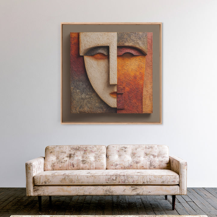 Bold Mask Portrait Framed Canvas Print, Tribal Art, Living Room Decor, Fine Art, Tribal, Rustic Home Decor, Black and White Art, TRI-1x1-73