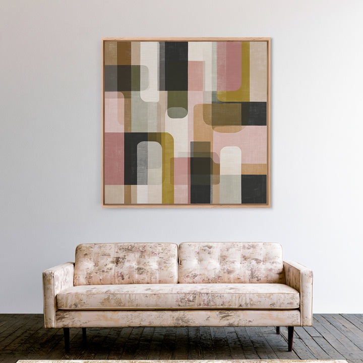 Earth Tone Geometric Pattern by Woven Cloth Framed Canvas Print, Tribal Art, Art Print, Living Room Decor, Abstract Art, Tribal, TRI-1x1-74