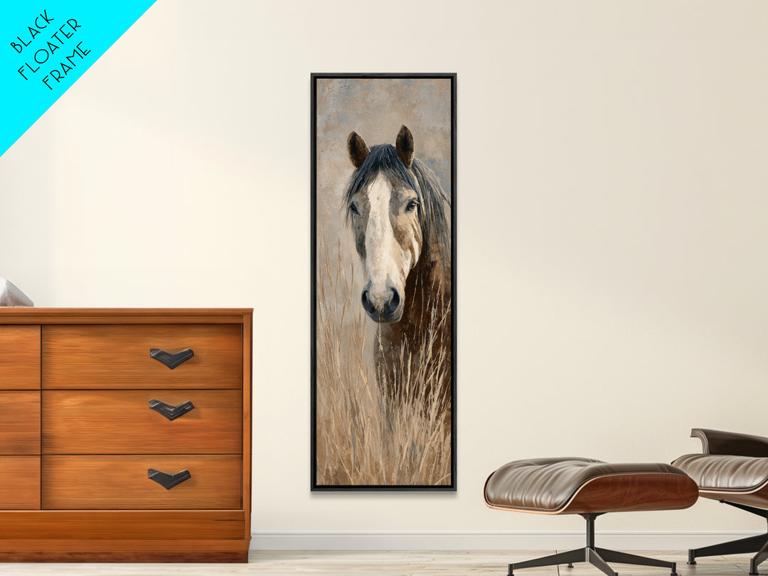 Tribal Horse Pattern Framed Canvas Print, Tribal Art, Fine Art Print, Living Room Decor, Oil Painting, Tribal, Wall Decor, TRI-1x3-30
