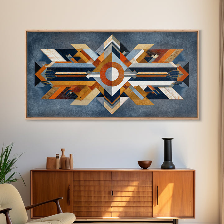 Eagle Totem with Feathers and Geometric Shapes Canvas Print, Tribal Art, Home Decor, Living Room Decor, Abstract Art, Tribal, TRI-2x1-32