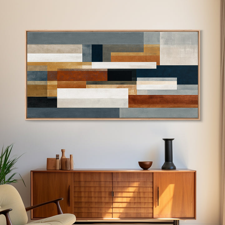 Earth Tone Geometric Pattern by Woven Cloth Canvas Print, Tribal Art, Abstract Painting, Living Room Decor, Fine Art, Tribal, TRI-2x1-70