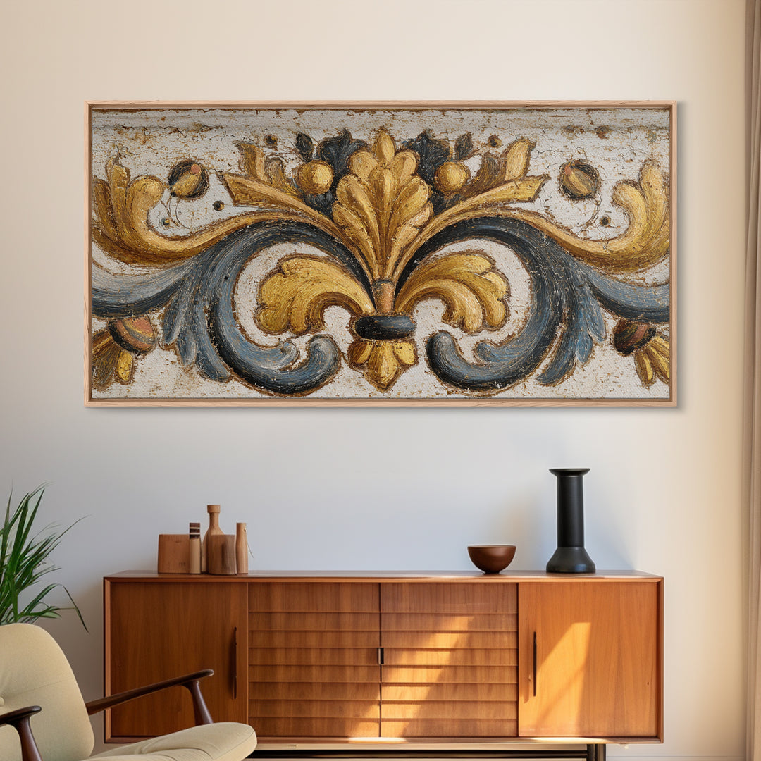Hand Painted Shield Motif Framed Canvas Print, Tribal Art, Tribal Design, Living Room Decor, Fine Art, Tribal, TRI-2x1-97