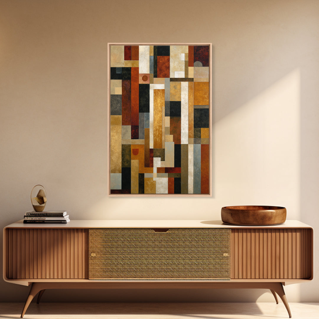 Geometric Border Design by Global Textiles Framed Canvas Print, Tribal Art, Gallery Wall Art, Living Room Decor, Tribal, TRI-2x3-100