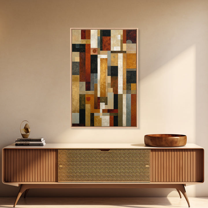 Geometric Border Design by Global Textiles Framed Canvas Print, Tribal Art, Gallery Wall Art, Living Room Decor, Tribal, TRI-2x3-100