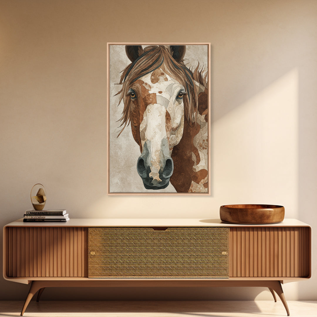 Tribal Horse Pattern Framed Canvas Print, Tribal Art, Art, Living Room Decor, Abstract Art, Tribal, Gallery Wall Art, TRI-2x3-26