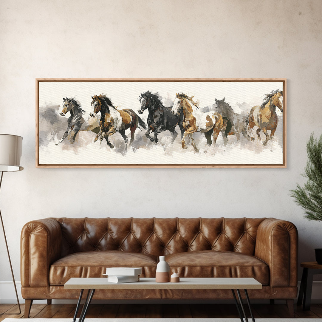Tribal Horse Pattern Framed Canvas Print, Tribal Art, Boho Wall Decor, Living Room Decor, Fine Art, Tribal, Southwestern Decor, TRI-3x1-10