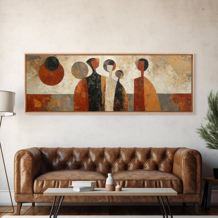 Abstract Family Figures Framed Canvas Print, Tribal Art, Fine Art Print, Living Room Decor, Fine Art, Tribal, Wall Decor, TRI-3x1-15