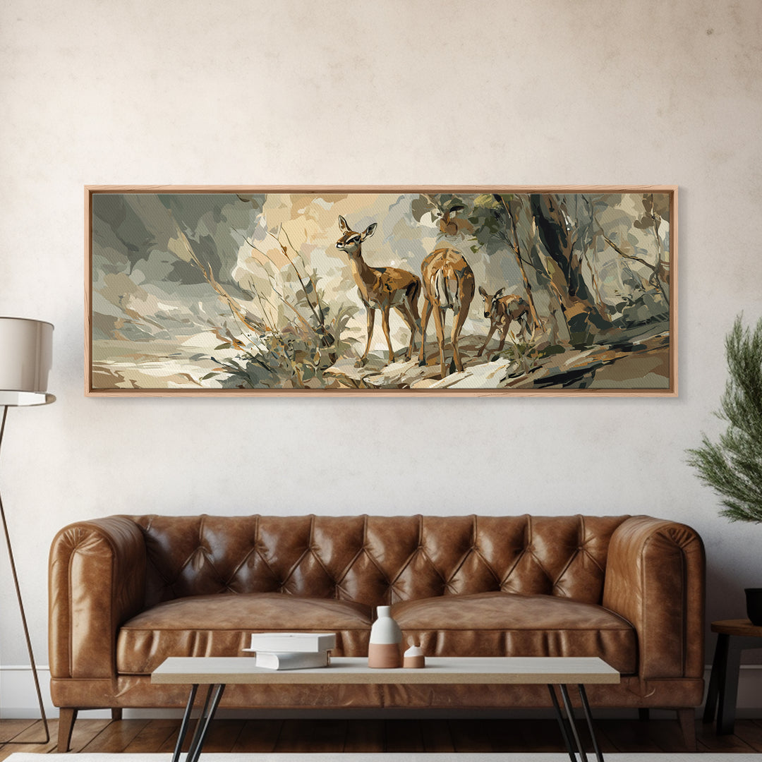 Ancient Cave Art Running Animals Canvas Print, Tribal Art, Modern Decor, Living Room Decor, Abstract Art, Tribal, Wall Decor, TRI-3x1-25