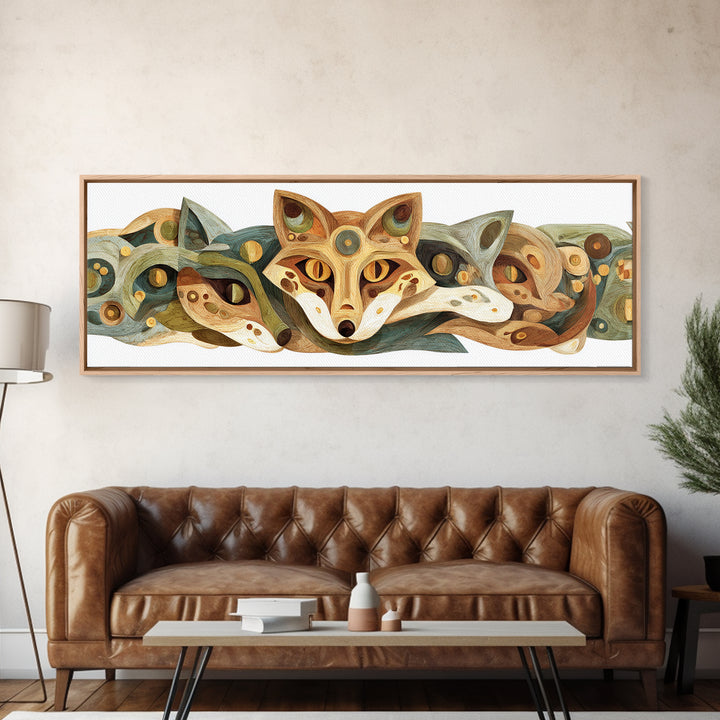 Stylized Animal Totem Framed Canvas Print, Tribal Art, Fine Art Print, Living Room Decor, Fine Art, Tribal, Wall Decor, TRI-3x1-44