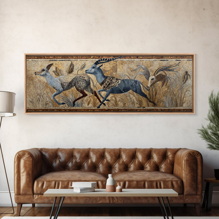 Ancient Cave Art Running Animals Canvas Print, Tribal Art, Modern Decor, Living Room Decor, Abstract Art, Tribal, Wall Decor, TRI-3x1-49