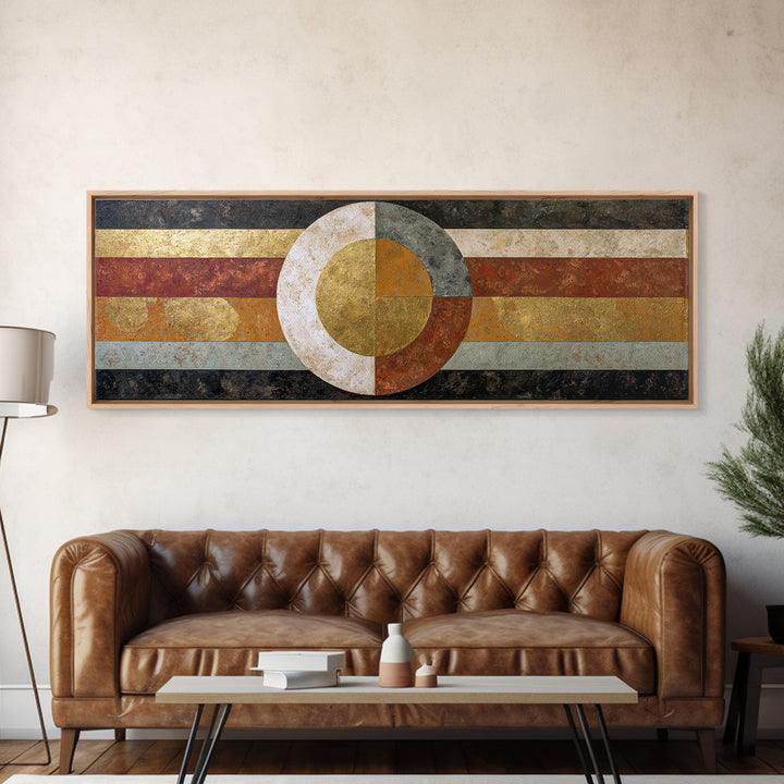 Geometric Border Design by Global Textiles Framed Canvas Print, Tribal Art, Abstract Art, Living Room Decor, Fine Art, Tribal, TRI-3x1-84