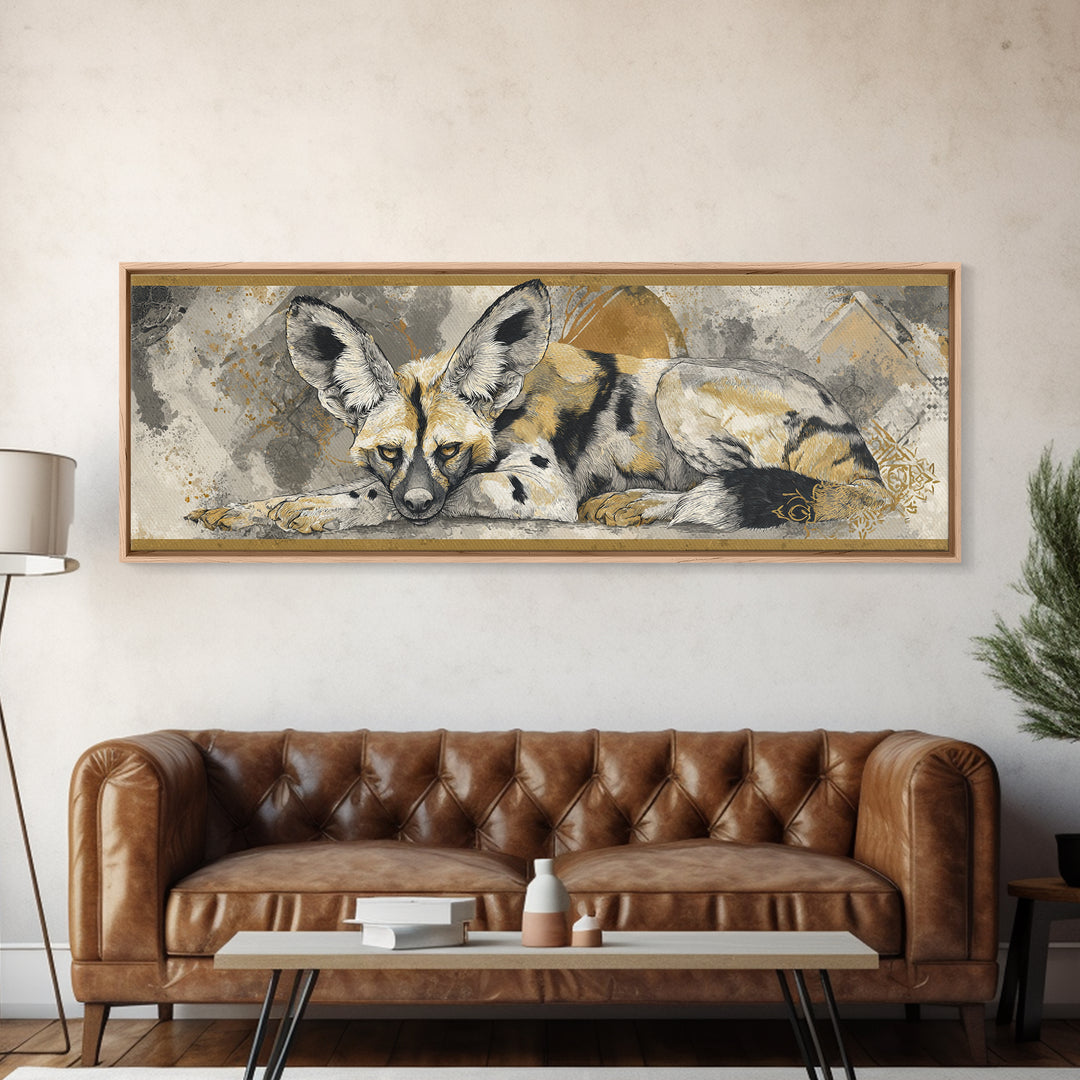 Stylized Animal Totem Canvas Print, Tribal Art, Abstract Wall Art, Living Room Decor, Oil Painting, Tribal, Black and White Art, TRI-3x1-92
