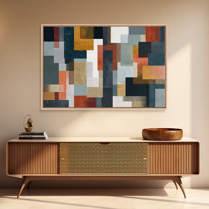 Earth Tone Geometric Pattern by Woven Cloth Canvas Print, Tribal Art, Minimalist Decor, Living Room Decor, Fine Art, Tribal, TRI-3x2-30