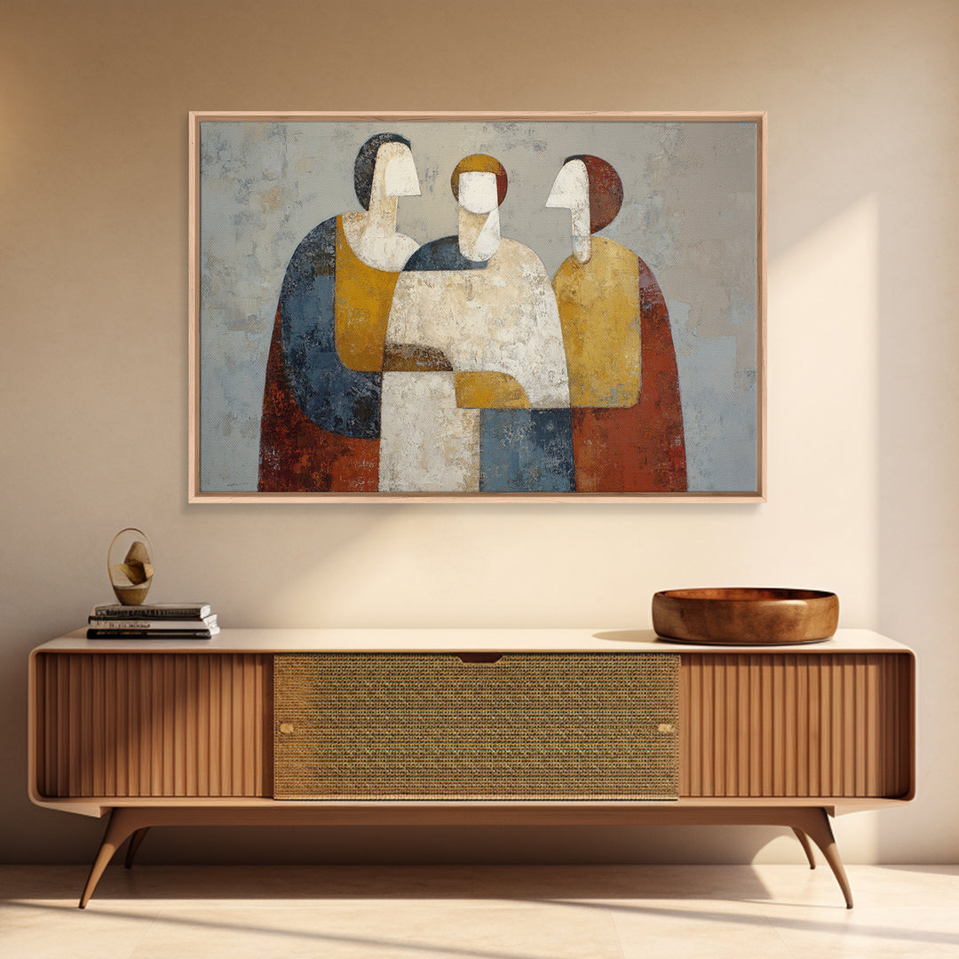 Abstract Family Figures Canvas Print, Tribal Art, Original Art, Living Room Decor, Fine Art, Tribal, Native American Art, TRI-3x2-51