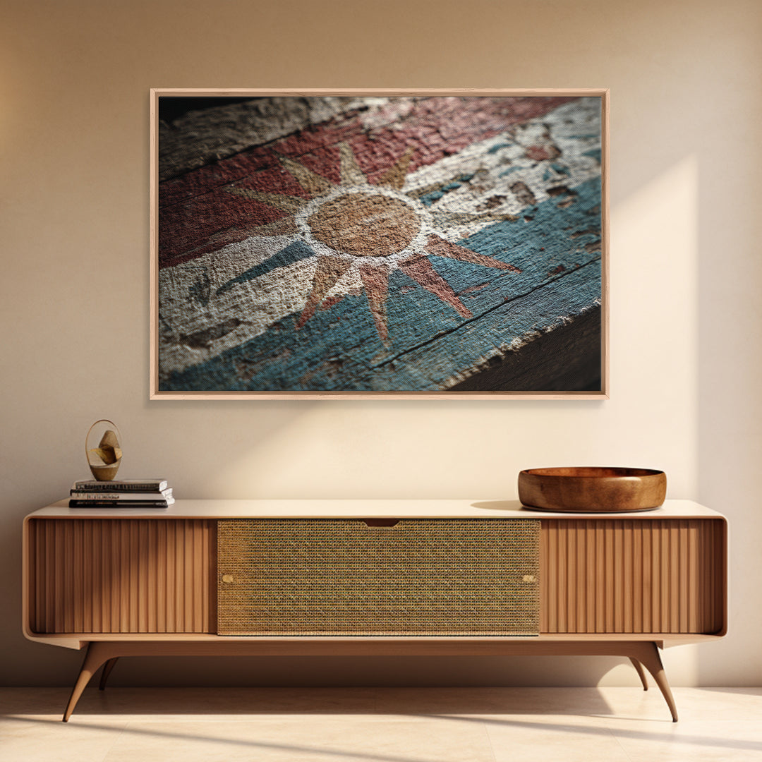 Tribal Sun Symbol Framed Canvas Print, Tribal Art, Fine Art Print, Living Room Decor, Fine Art, Tribal, Wall Decor, TRI-3x2-63