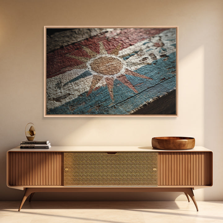 Tribal Sun Symbol Framed Canvas Print, Tribal Art, Fine Art Print, Living Room Decor, Fine Art, Tribal, Wall Decor, TRI-3x2-63