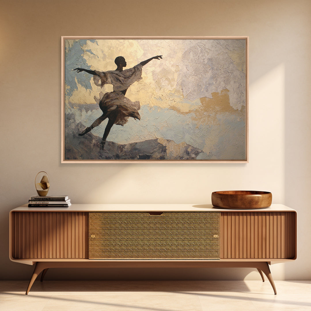 Ceremonial Dancer Silhouette Framed Canvas Print, Tribal Art, Abstract Print, Living Room Decor, Abstract Art, Tribal, TRI-3x2-7