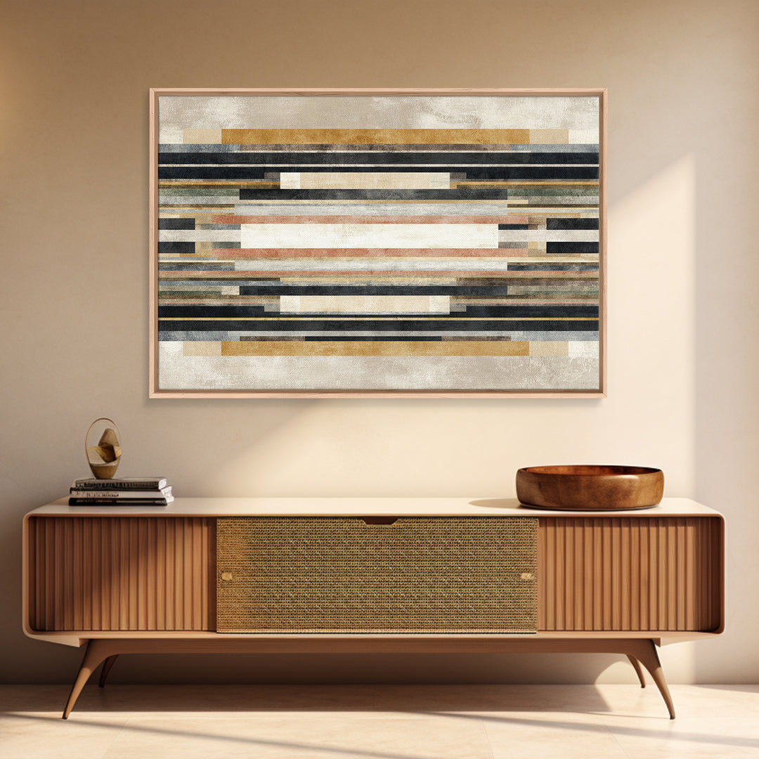 Geometric Border Design by Global Textiles Framed Canvas Print, Tribal Art, Gallery Wall Art, Living Room Decor, Tribal, TRI-3x2-96