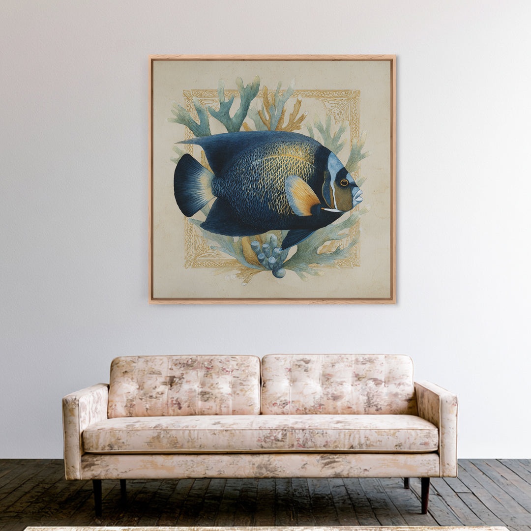 Tropical Fish over Coral Reef Framed Canvas Print, Tropical Art, Oversized Wall Art, Living Room Decor, Fine Art, Tropic, TRO-1x1-11