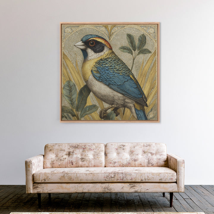 Colorful Jungle Bird Pattern Canvas Print, Tropical Art, Print, Living Room Decor, Fine Art, Tropic, Coastal Wall Art, TRO-1x1-20