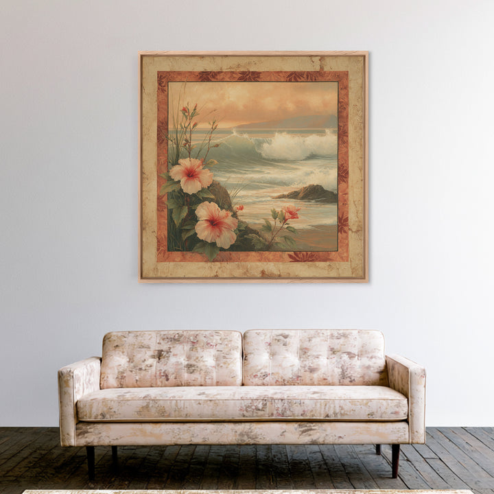Sunset Surf Scene Canvas Print, Tropical Art, Beach Decor, Living Room Decor, Oil Painting, Tropic, Fine Art Print, TRO-1x1-22