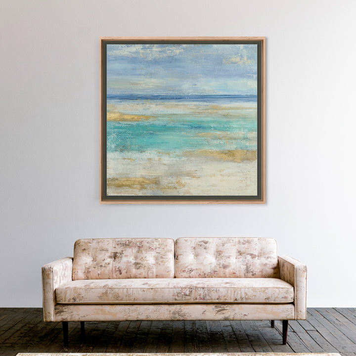 Tropical Lagoon with Turquoise Water Canvas Print, Tropical Art, Abstract Painting, Living Room Decor, Fine Art, Tropic, TRO-1x1-31