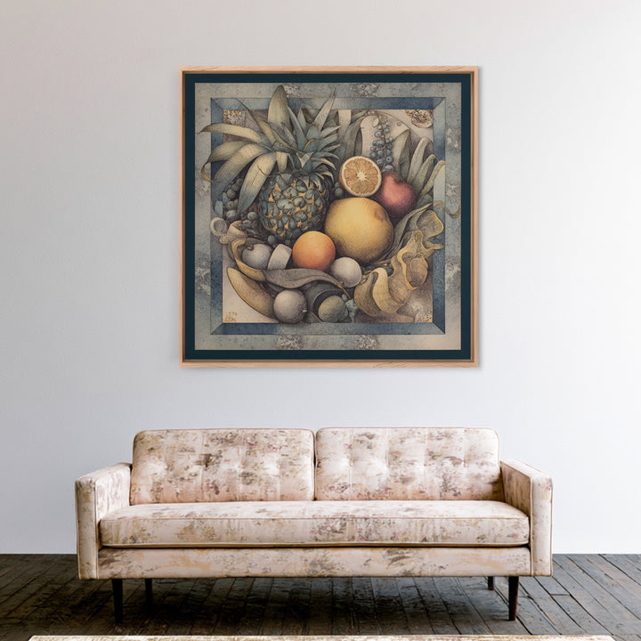 Tropical Fruit Market Arrangement Framed Canvas Print, Tropical Art, Coastal Decor, Living Room Decor, Fine Art, Tropic, TRO-1x1-39