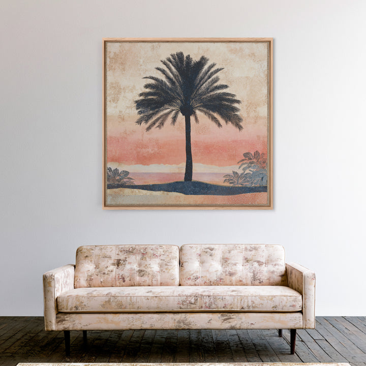 Palm Tree Silhouettes Framed Canvas Print, Tropical Art, Abstract Painting, Living Room Decor, Fine Art, Tropic, Gallery Decor, TRO-1x1-52