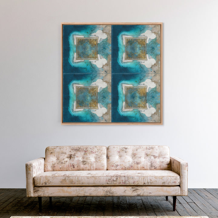 Tropical Lagoon with Turquoise Water Canvas Print, Tropical Art, Beach Prints, Living Room Decor, Watercolor Art, Tropic, TRO-1x1-55