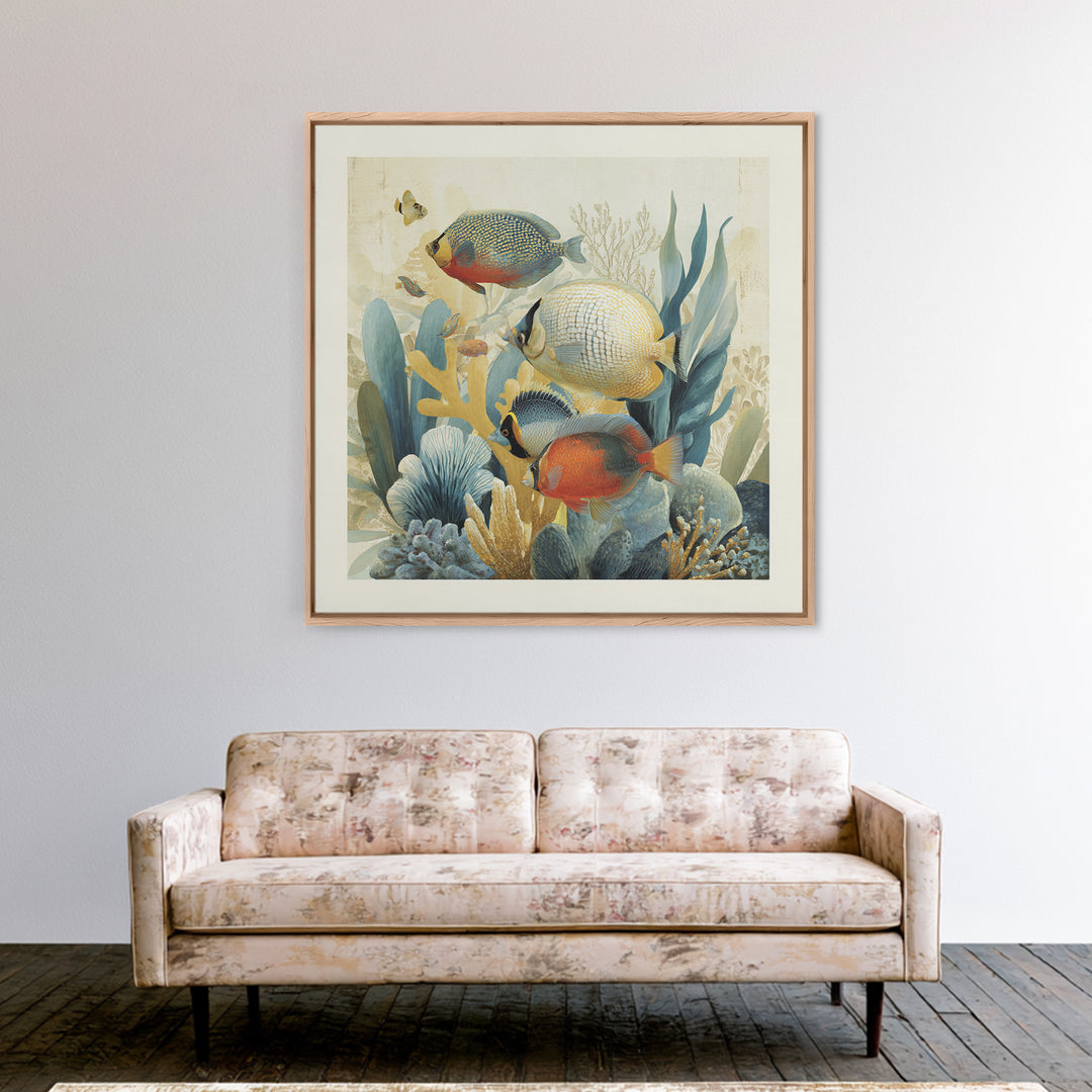 Tropical Fish over Coral Reef Canvas Print, Tropical Art, Gallery Decor, Living Room Decor, Fine Art, Tropic, Wall Art, TRO-1x1-59