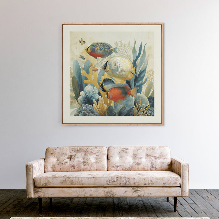Tropical Fish over Coral Reef Canvas Print, Tropical Art, Gallery Decor, Living Room Decor, Fine Art, Tropic, Wall Art, TRO-1x1-59