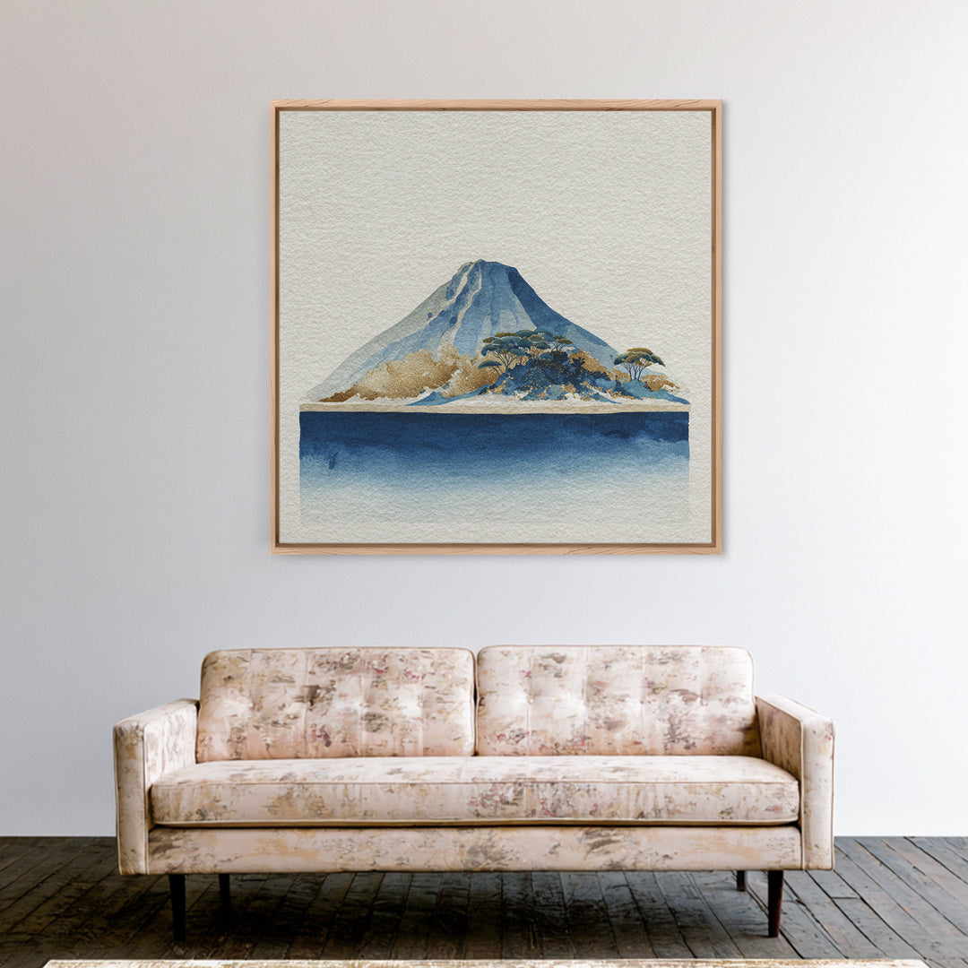 Island Volcano with Lush Foreground Canvas Print, Tropical Art, Contemporary Art, Living Room Decor, Fine Art, Tropic, TRO-1x1-89