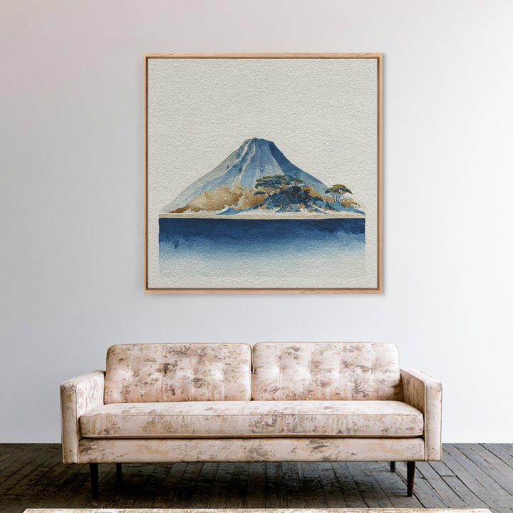 Island Volcano with Lush Foreground Canvas Print, Tropical Art, Contemporary Art, Living Room Decor, Fine Art, Tropic, TRO-1x1-89