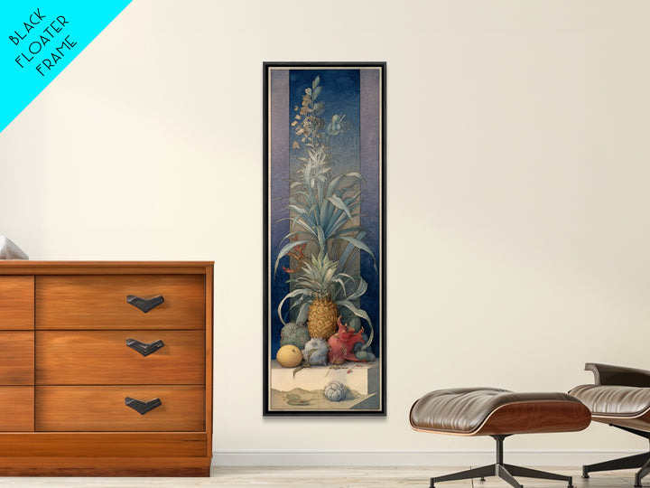 Pineapple and Palm Still Life Canvas Print, Tropical Art, Neutral Decor, Living Room Decor, Fine Art, Tropic, Home Decor, TRO-1x3-18