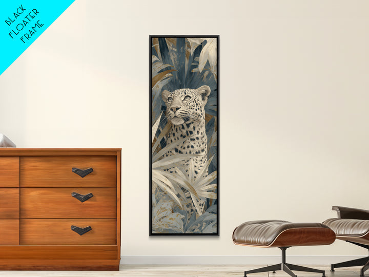 Leopard Hidden Among Palm Leaves Canvas Print, Tropical Art, Whimsical Art, Living Room Decor, Fine Art, Tropic, TRO-1x3-2