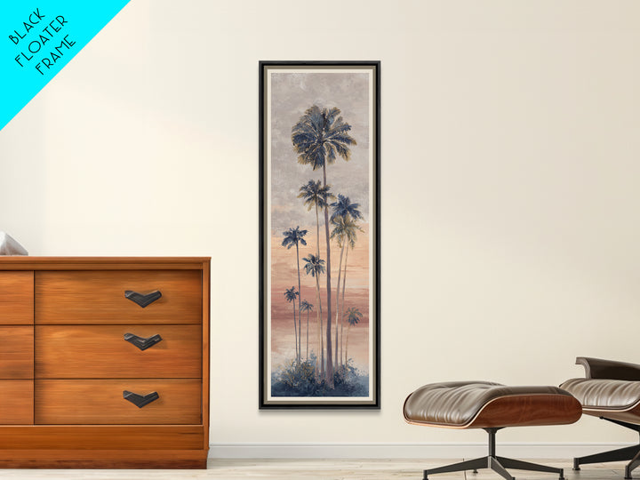 Palm Tree Silhouettes Canvas Print, Tropical Art, Pink Wall Art, Living Room Decor, Fine Art, Tropic, Coastal Art, Beach Print, TRO-1x3-40