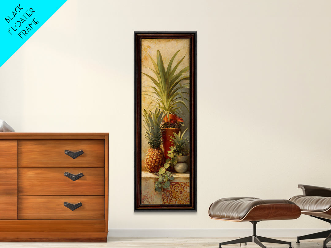 Pineapple and Palm Still Life Canvas Print, Tropical Art, Neutral Decor, Living Room Decor, Fine Art, Tropic, Home Decor, TRO-1x3-42