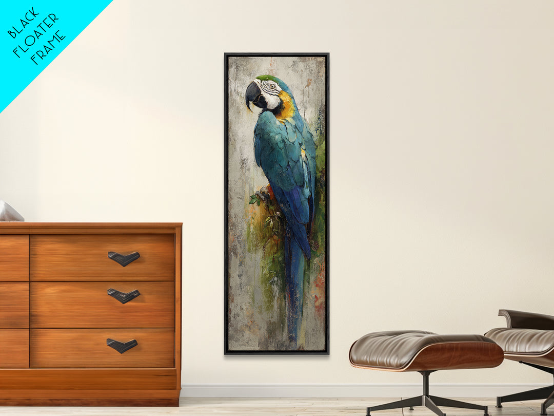 Parrot Portrait with Emerald Feathers Canvas Print, Tropical Art, Printable, Living Room Decor, Fine Art, Tropic, Coastal Decor, TRO-1x3-44
