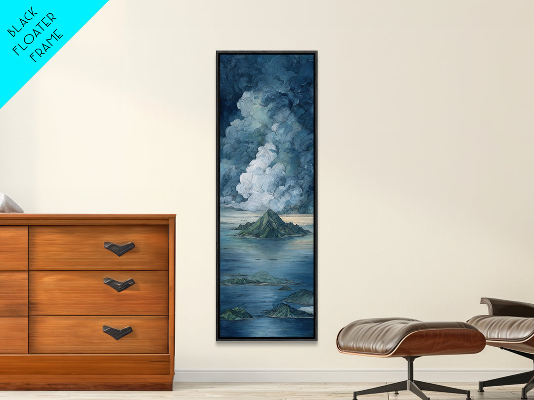 Island Volcano with Lush Foreground Canvas Print, Tropical Art, Fine Art Print, Living Room Decor, Tropic, Digital Prints, TRO-1x3-5
