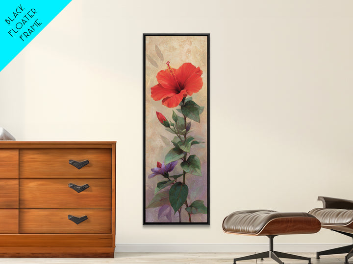 Hibiscus Flower Closeup Canvas Print, Tropical Art, Print, Living Room Decor, Watercolor Art, Tropic, Coastal Wall Art, TRO-1x3-65