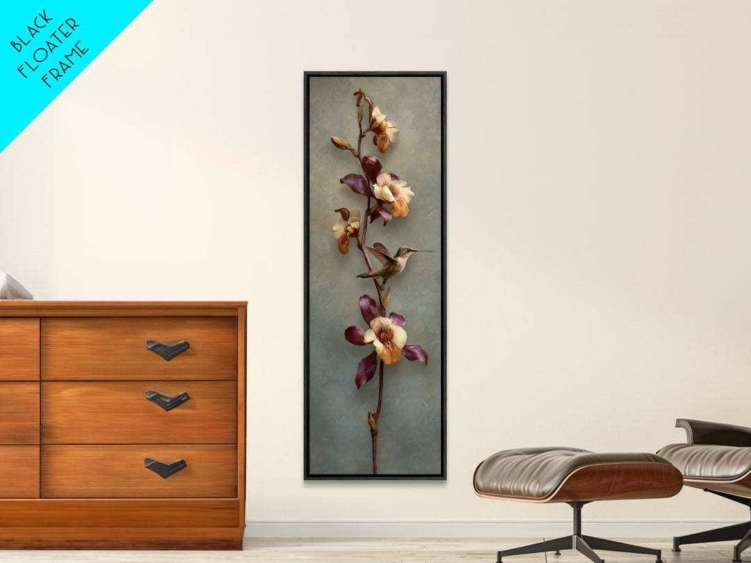Orchid and Hummingbird Composition Canvas Print, Tropical Art, Room Decor, Living Room Decor, Fine Art, Tropic, Printable, TRO-1x3-94
