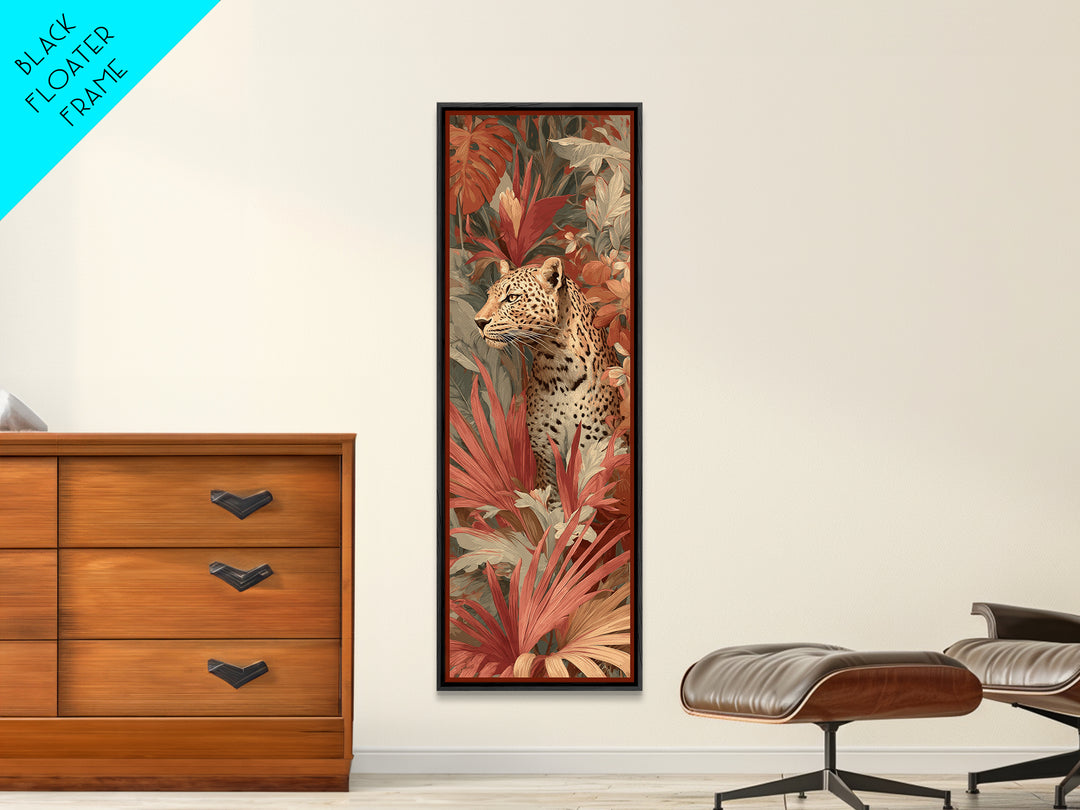 Leopard Hidden Among Palm Leaves Canvas Print, Tropical Art, Textured Painting, Living Room Decor, Fine Art, Tropic, TRO-1x3-98