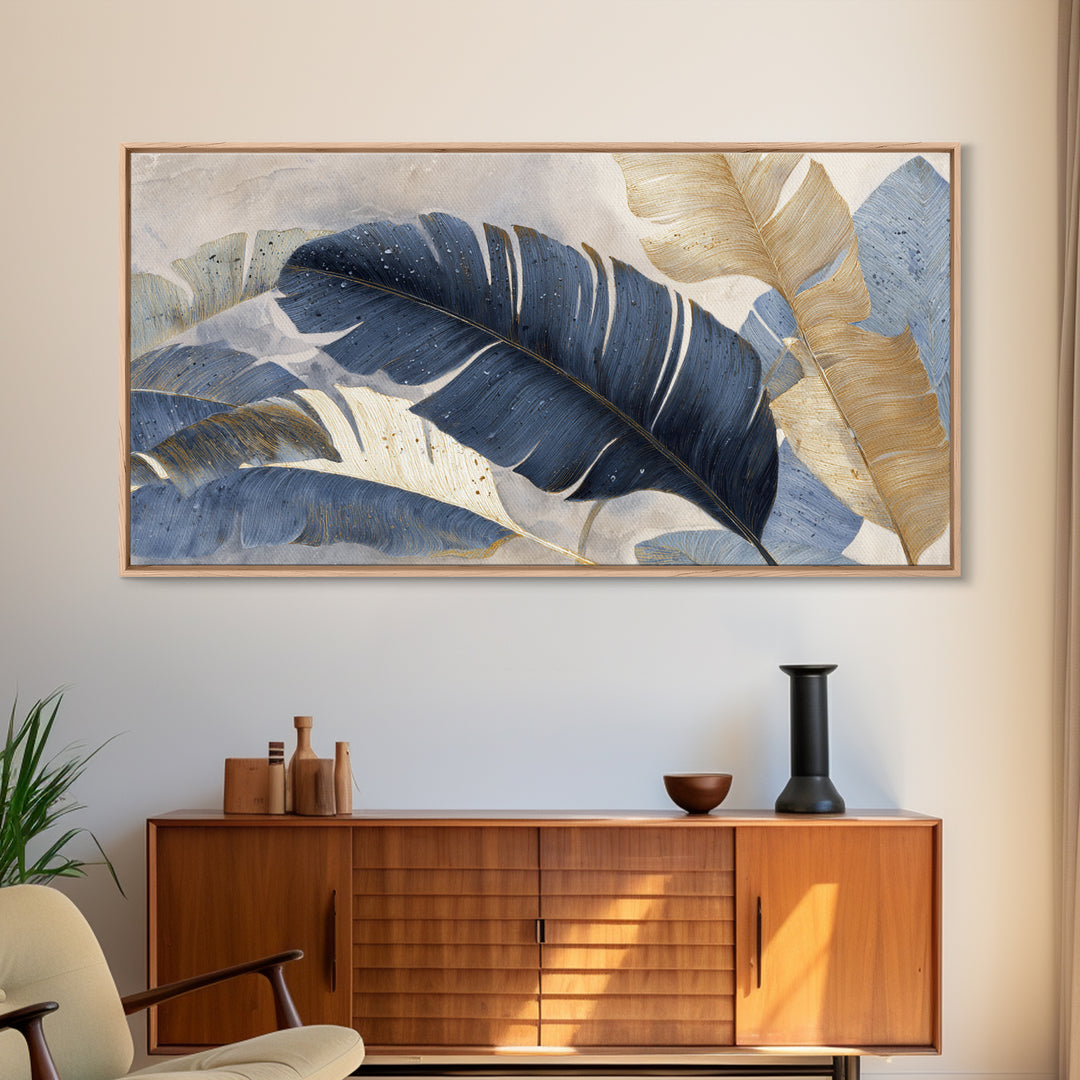 Rain Soaked Palm Leaf Closeup Canvas Print, Tropical Art, Art Print, Living Room Decor, Fine Art, Tropic, Abstract Painting, TRO-2x1-17