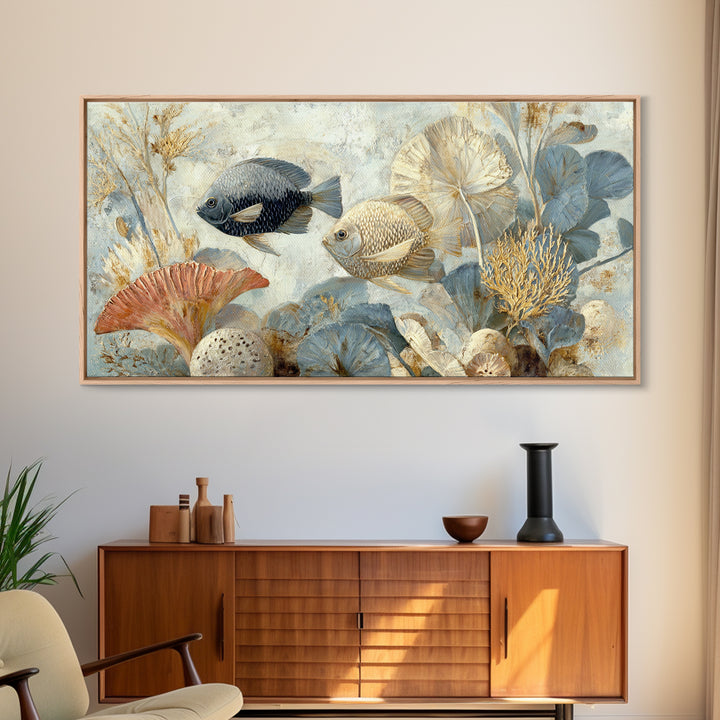 Tropical Fish over Coral Reef Canvas Print, Tropical Art, Digital Print, Living Room Decor, Tropic, Downloadable Prints, TRO-2x1-31
