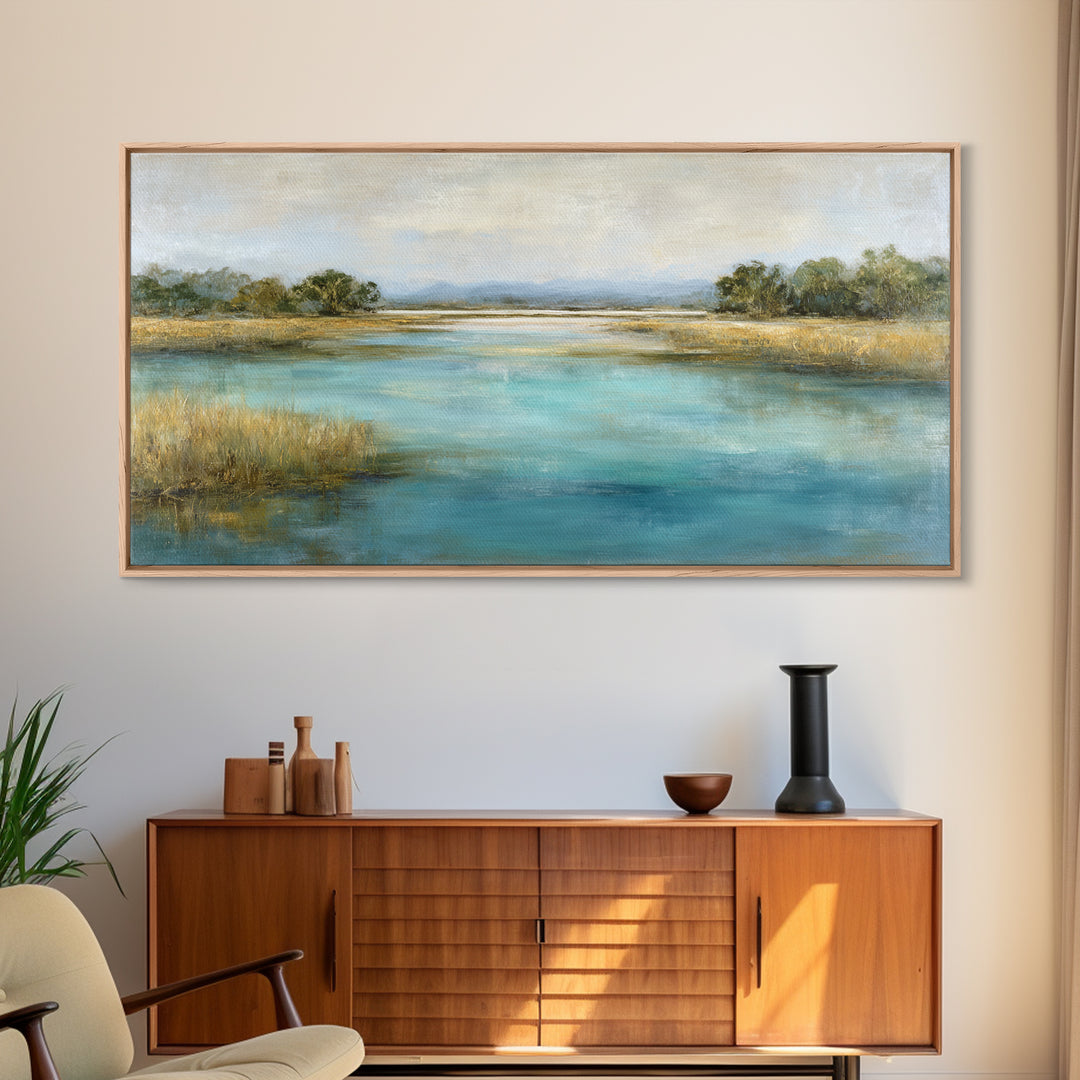 Tropical Lagoon with Turquoise Water Framed Canvas Print, Tropical Art, Room Decor, Living Room Decor, Fine Art, Tropic, TRO-2x1-75