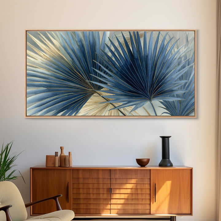 Rain Soaked Palm Leaf Closeup Canvas Print, Tropical Art, Coastal Wall Art, Living Room Decor, Oil Painting, Tropic, TRO-2x1-89