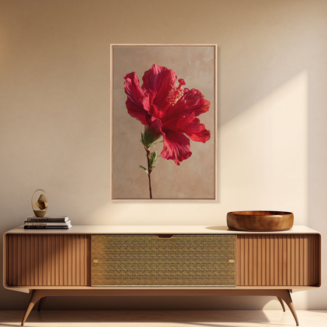 Hibiscus Flower Closeup Framed Canvas Print, Tropical Art, Digital Print, Living Room Decor, Tropic, Downloadable Prints, TRO-2x3-13